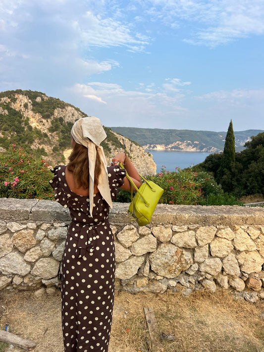 Luna dress with polka dots - Brown/yellow