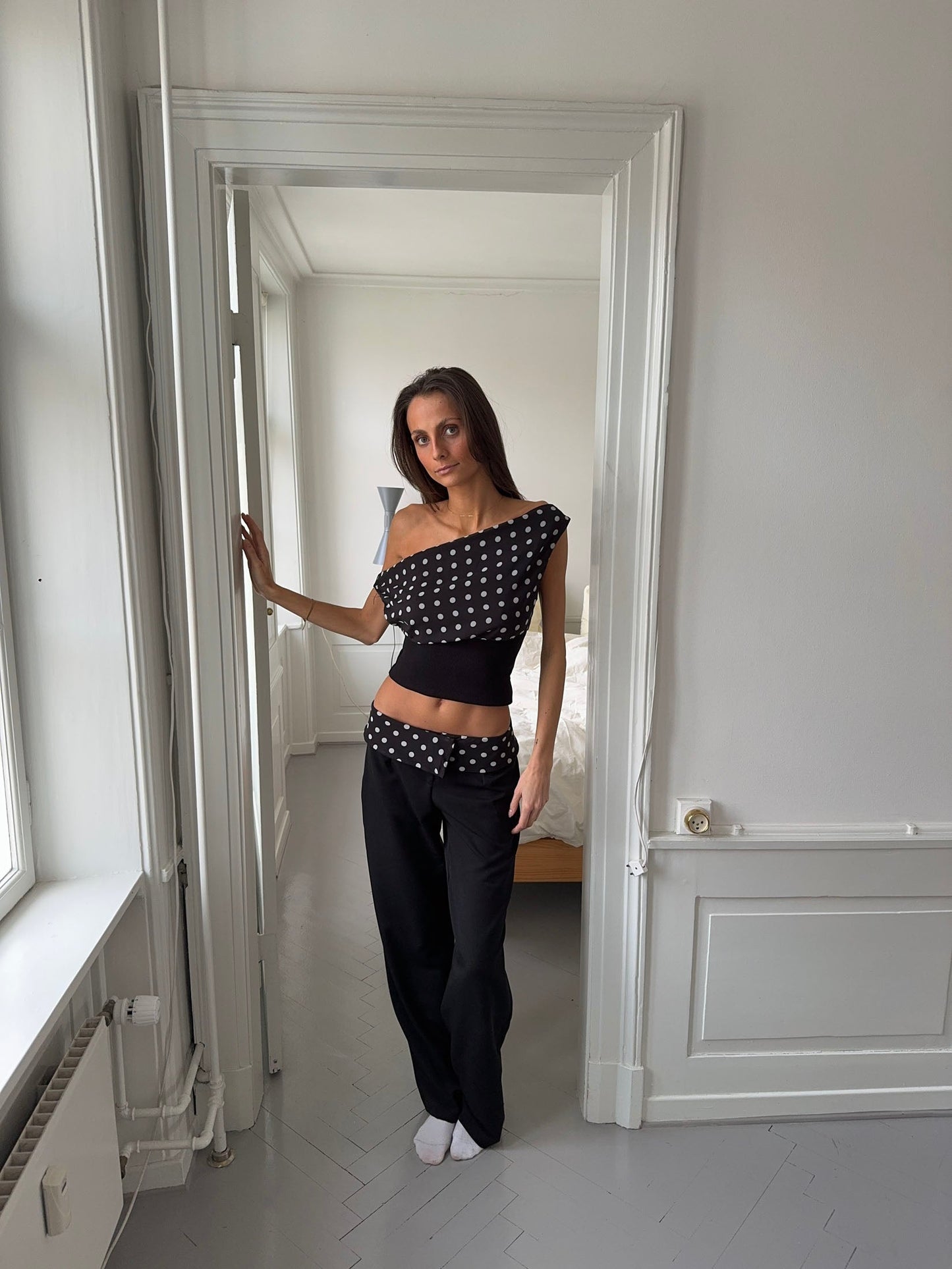 Calsia suit pants with polka dotted trim - Black