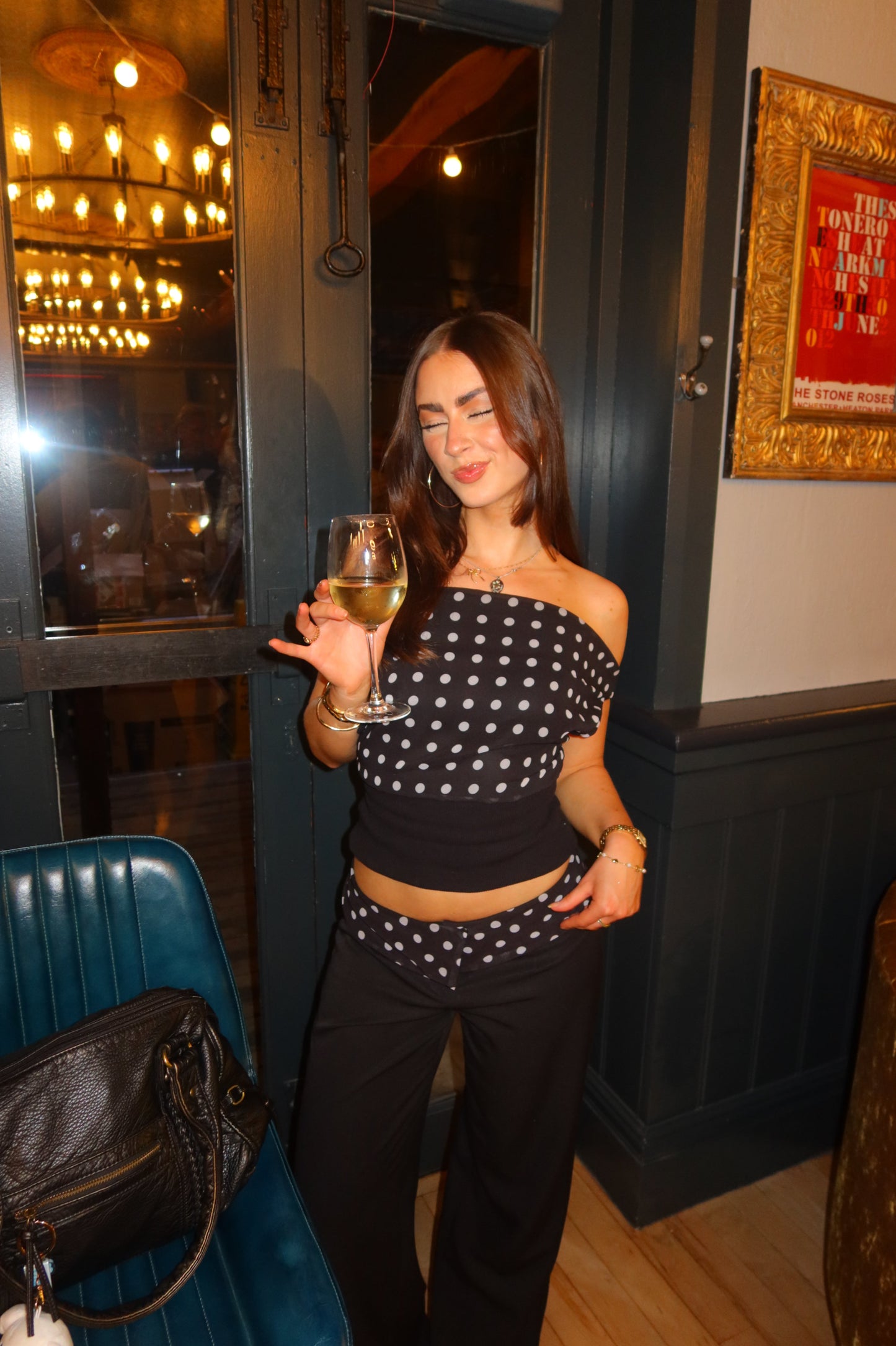 Kimmie polka dotted top - Black/white