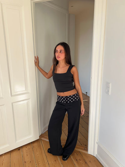 Calsia suit pants with polka dotted trim - Black