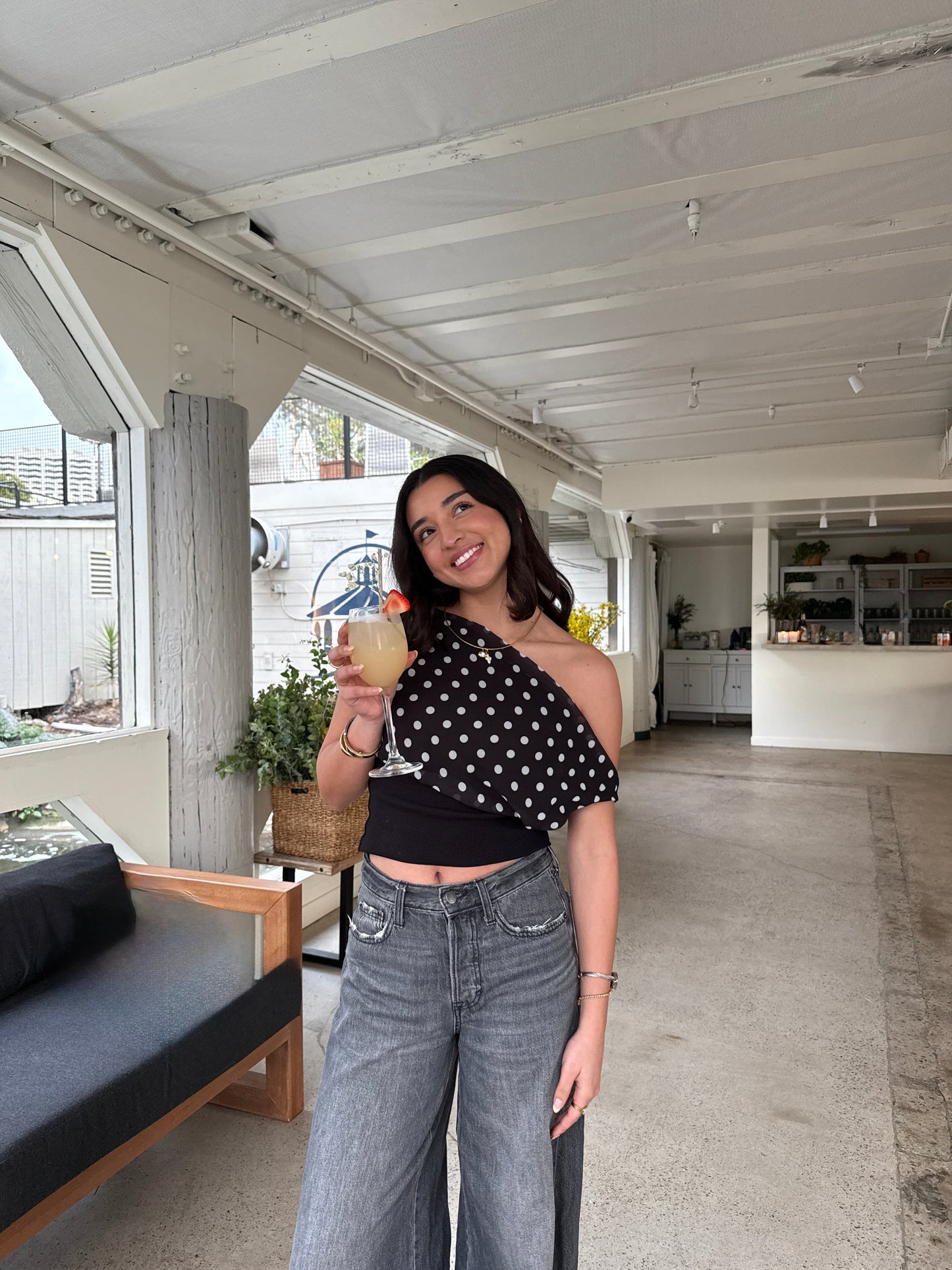 Kimmie polka dotted top - Black/white