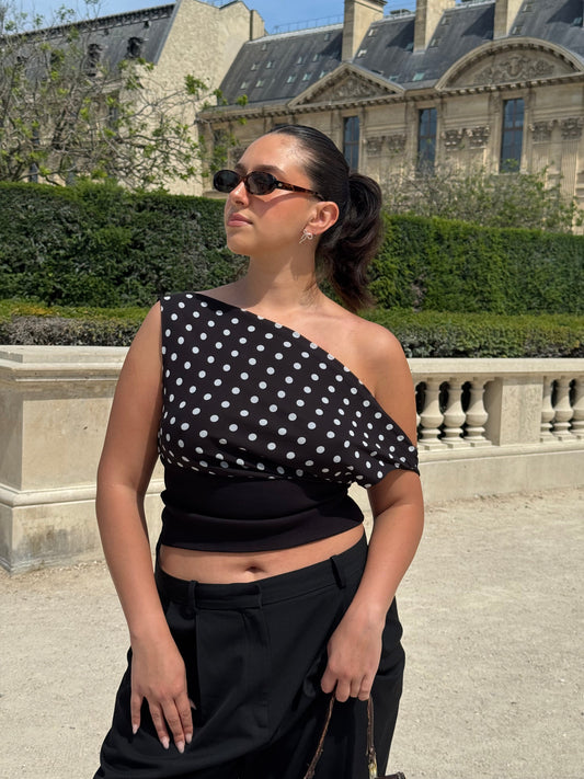 Kimmie polka dotted top - Black/white