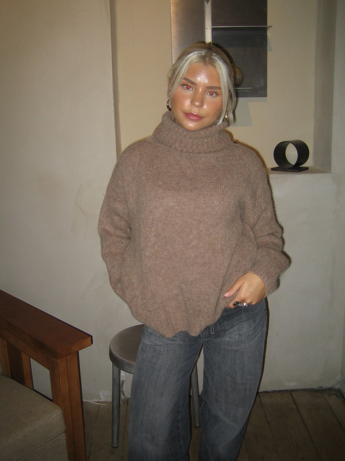 Idun knit sweater with turtleneck - Brown