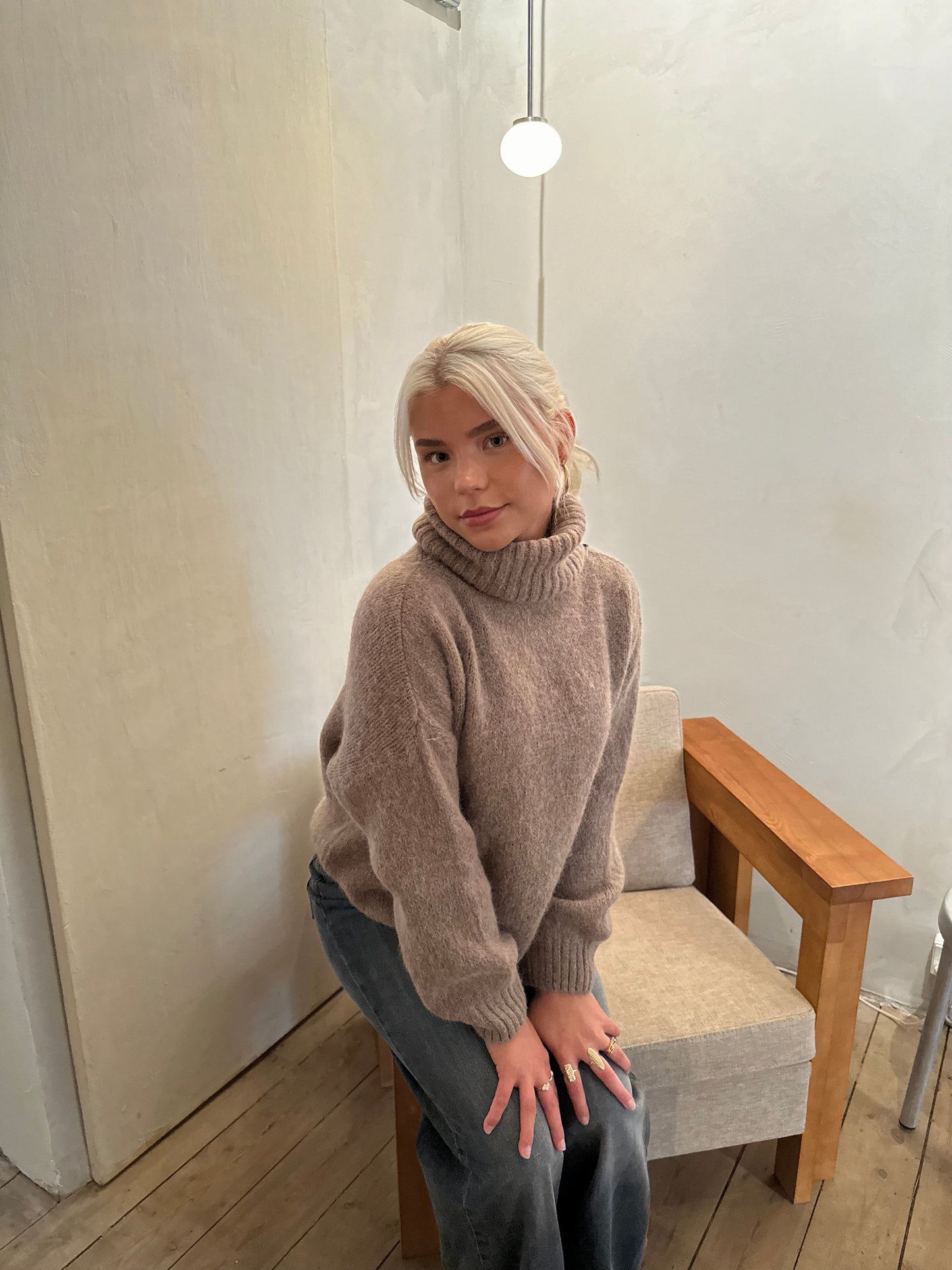 Idun knit sweater with turtleneck - Brown