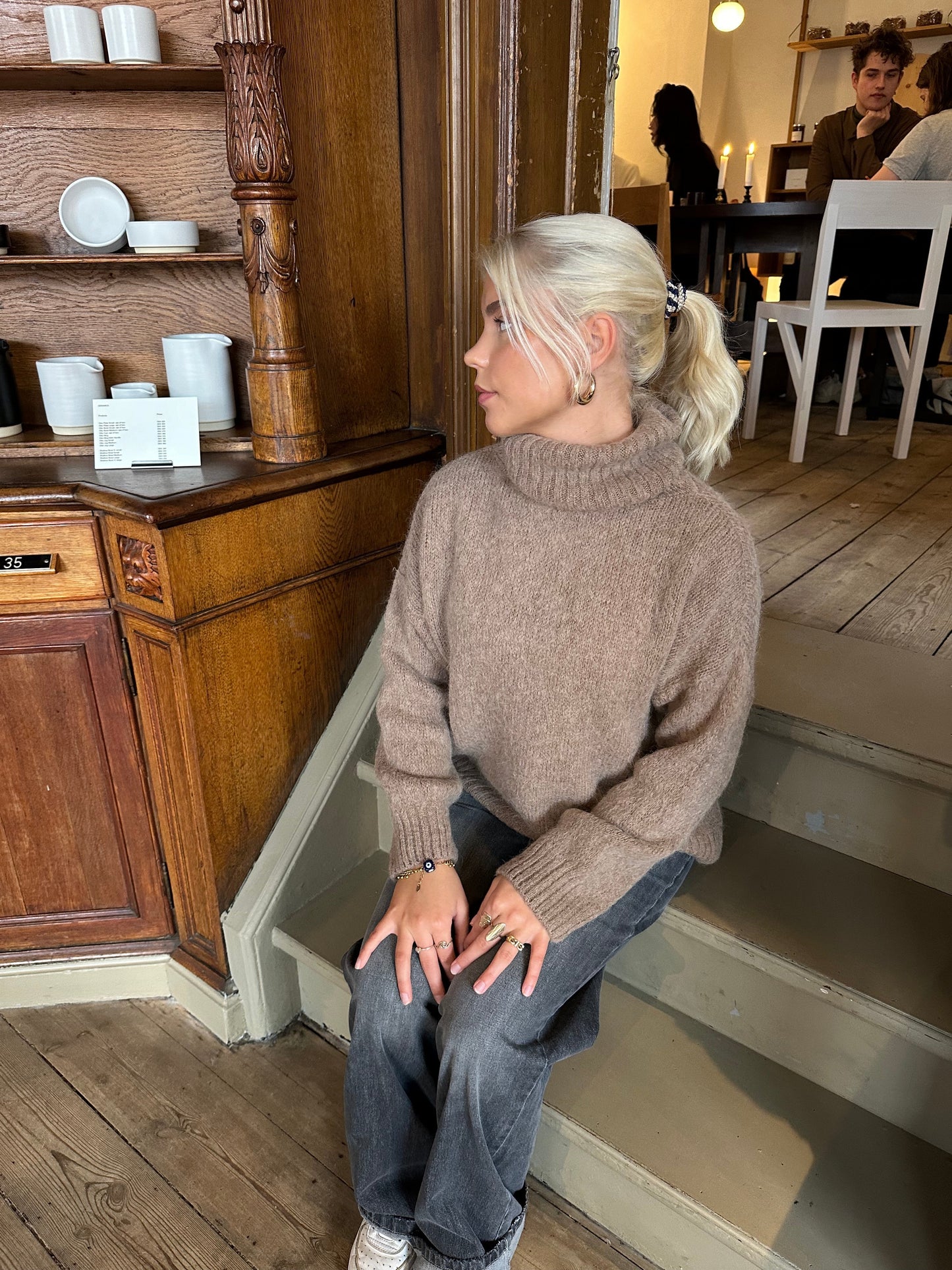 Idun knit sweater with turtleneck - Brown