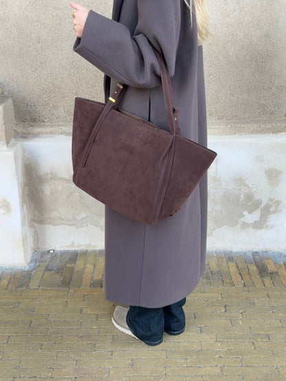 Tolouse suede bag - Dark brown