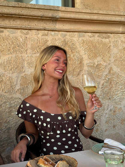 Luna dress with polka dots - Brown/yellow