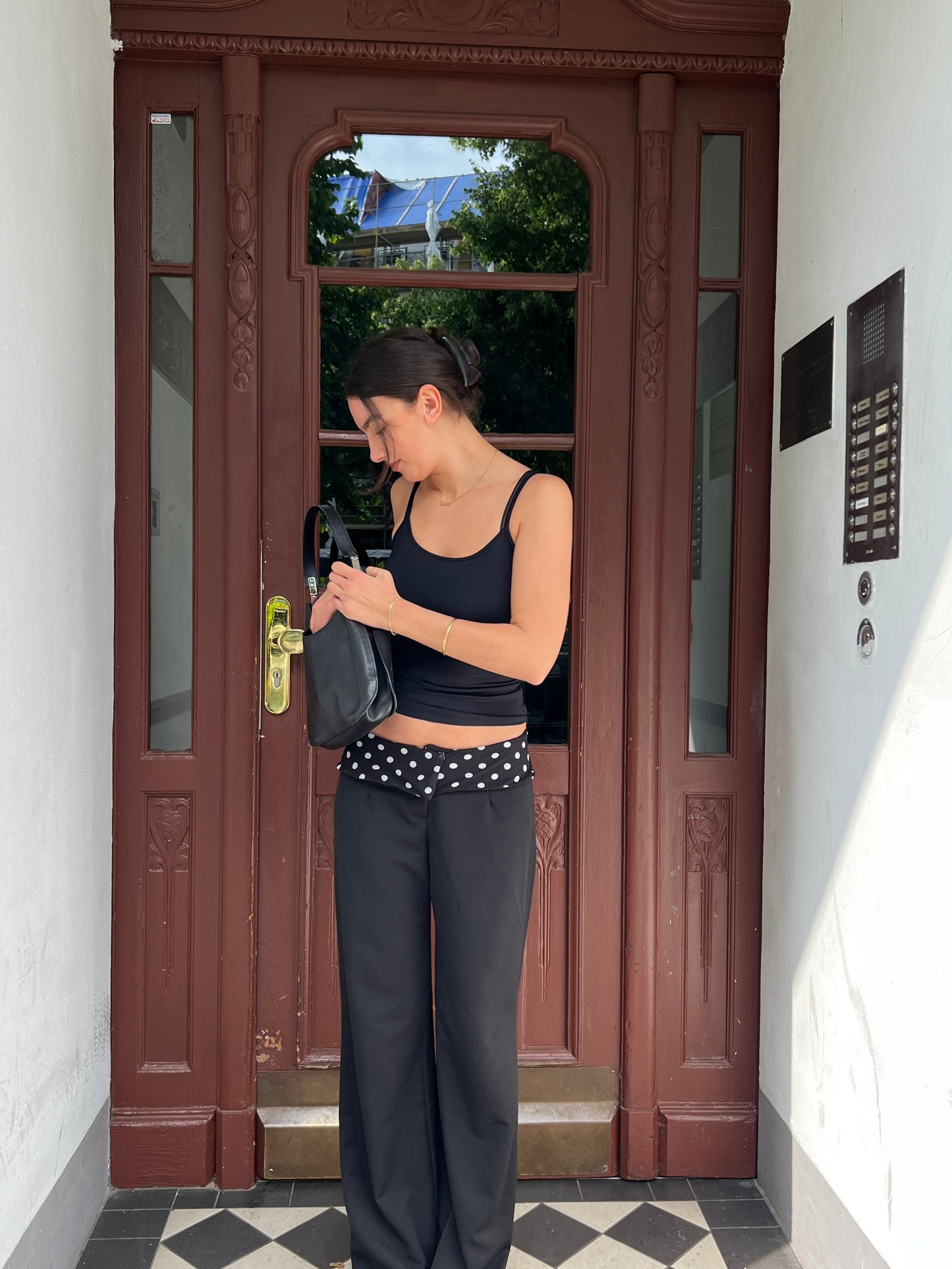 Calsia suit pants with polka dotted trim - Black