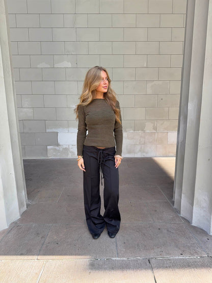 Lova fitted knit sweater - Khaki