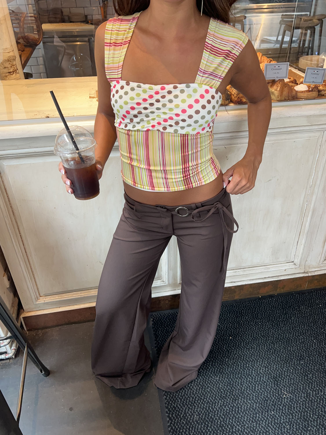 Vinna suit pants with metal ring - Brown