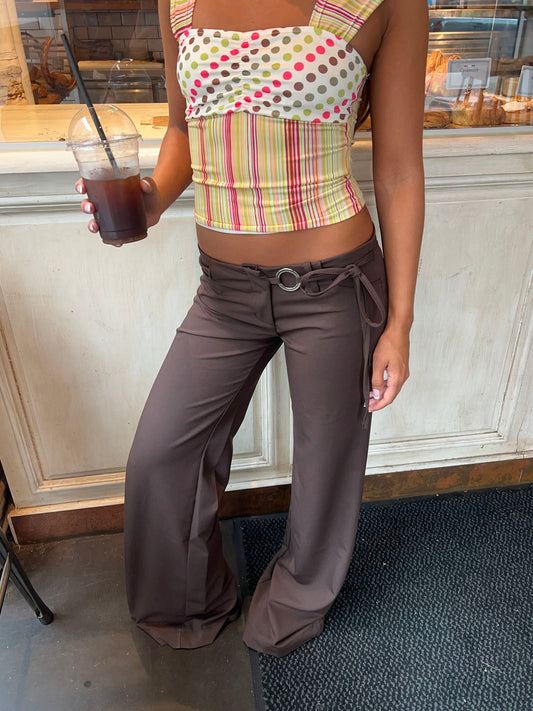 Vinna suit pants with metal ring - Brown