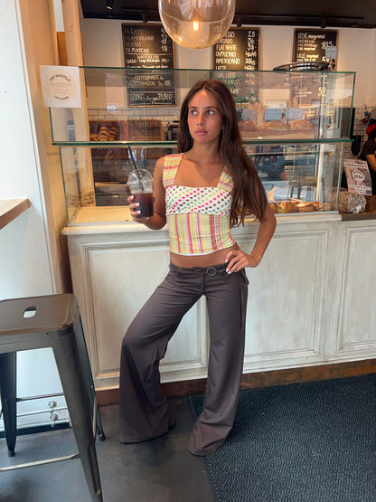 Vinna suit pants with metal ring - Brown