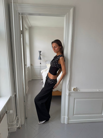 Calsia suit pants with polka dotted trim - Black