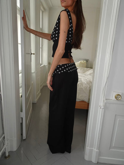 Calsia suit pants with polka dotted trim - Black