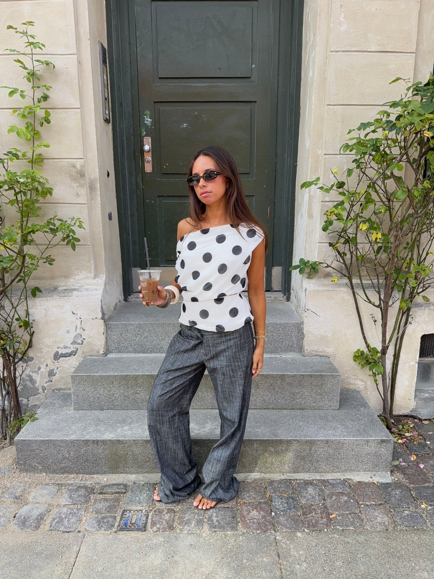 Lily Top with Polka Dots – White/Black