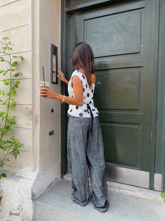 Lily Top with Polka Dots – White/Black