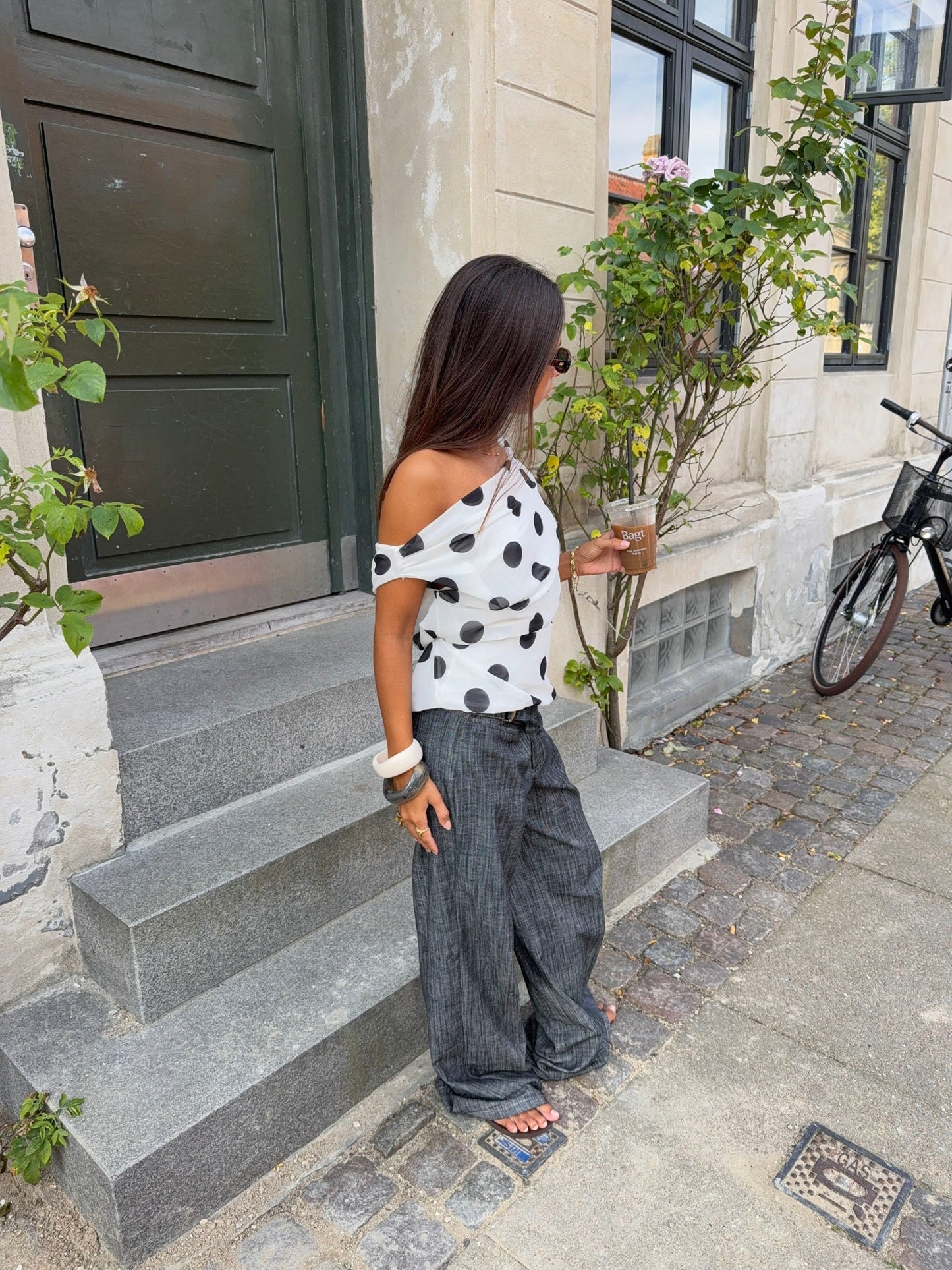 Lily Top with Polka Dots – White/Black