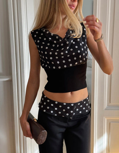 Kimmie polka dotted top - Black/white